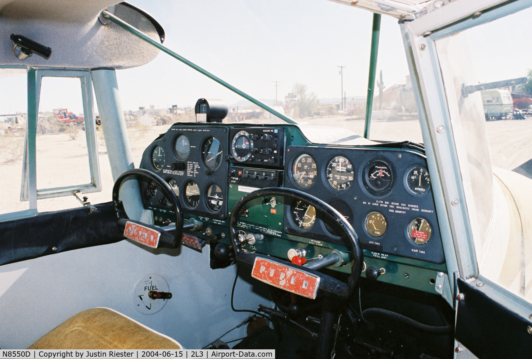 N8550D, 1957 Piper PA-22-160 Tri Pacer C/N 22-5782, Her interior when we bought her. QUARTZITE, AZ.