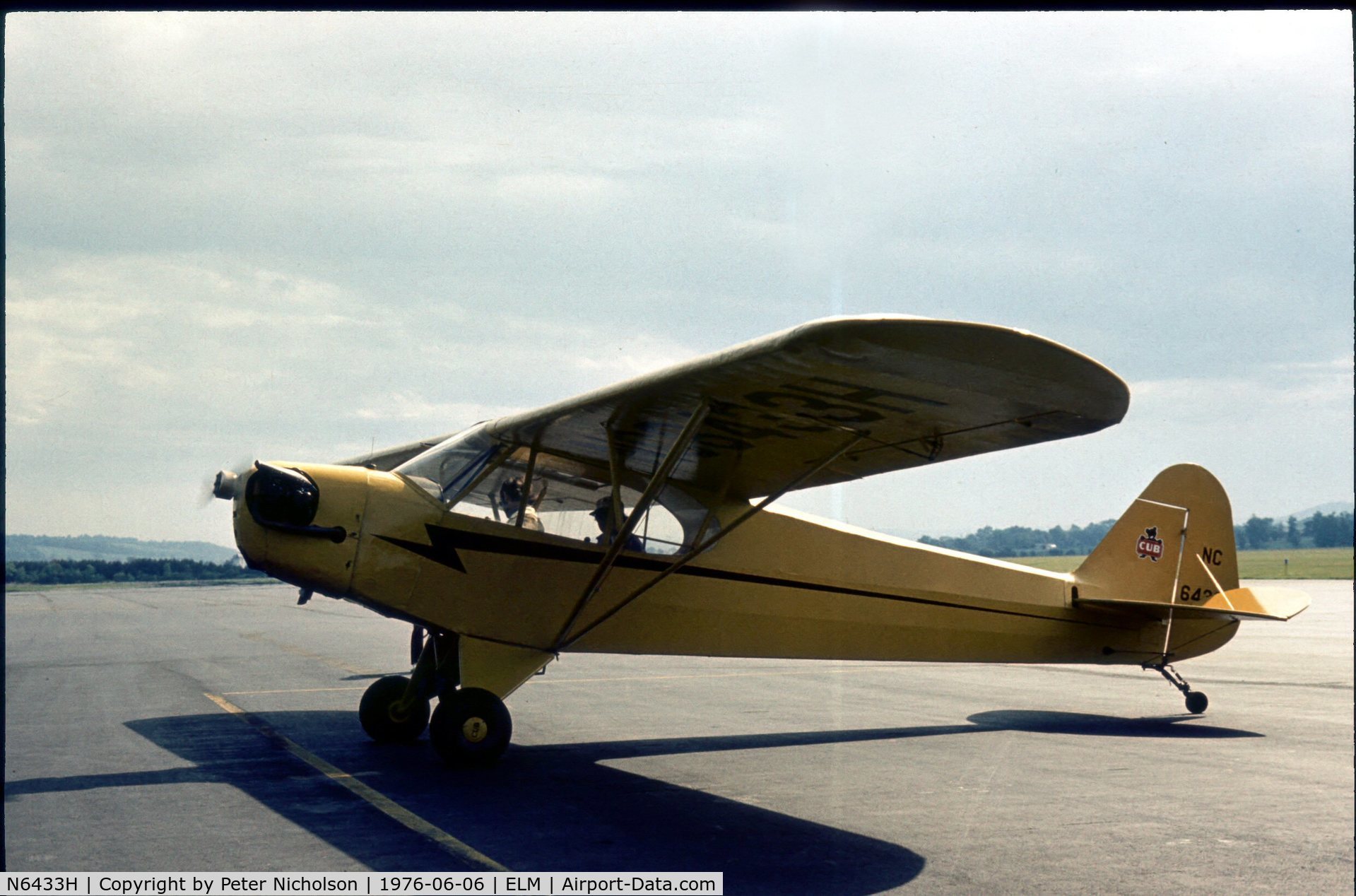 N6433H, 1946 Piper J3C-65 Cub C/N 19613, Regd as NC6433H when seen at Chemung County Airport in the summer of 1976 - airport is now known as Elmira Corning Regional Airport.