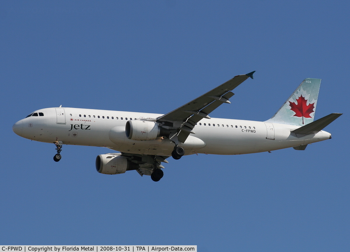 C-FPWD, 1991 Airbus A320-211 C/N 231, Air Canada AC Jetz bringing in the Ottawa Senators to play the Tampa Bay Lightning