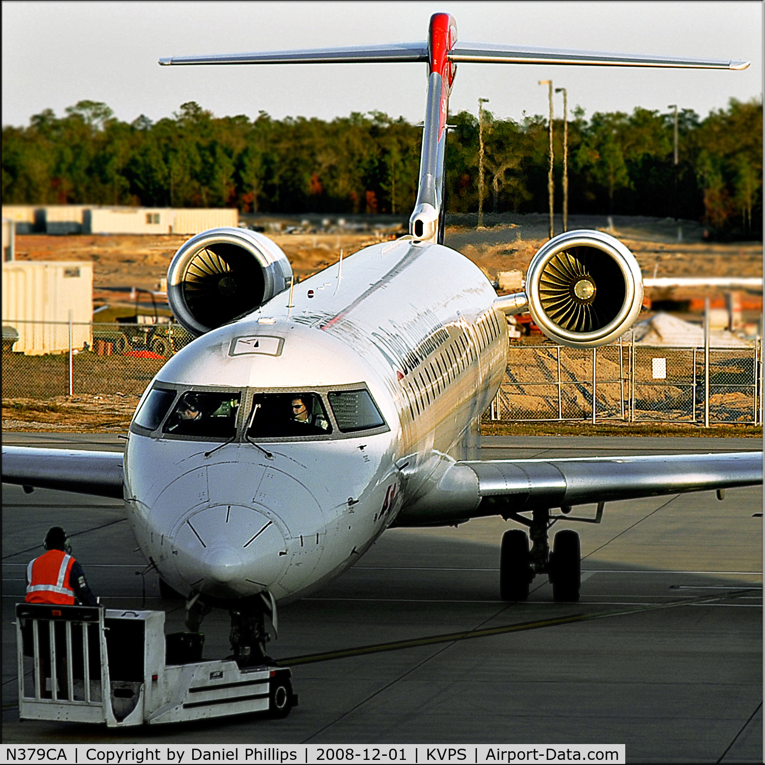 N379CA, 2003 Bombardier CRJ-701ER (CL-600-2C10) Regional Jet C/N 10102, Photo inside building gate b2