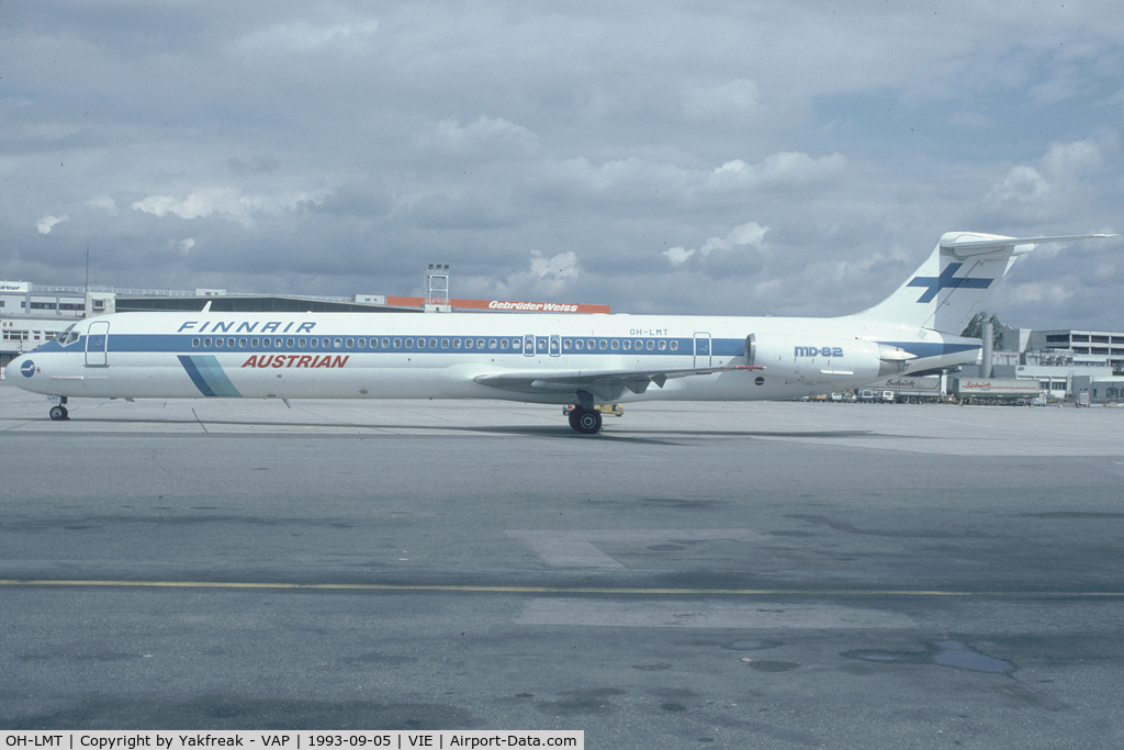 OH-LMT, 1989 McDonnell Douglas MD-82 (DC-9-82) C/N 49877, Finnair MD80 on lease to Austrian Airlines