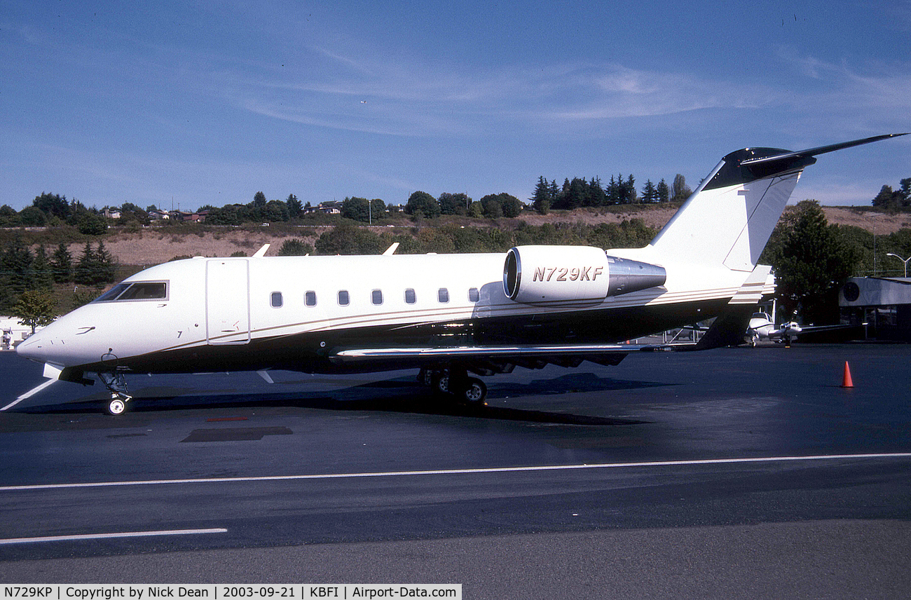 N729KP, 2002 Bombardier Challenger 604 (CL-600-2B16) C/N 5513, KBFI (Seen here as N729KF now carried by a Globex this 604 frame is currently registered N729KP as posted)