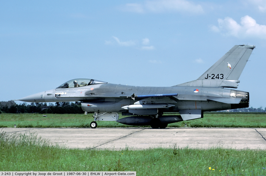 J-243, Fokker F-16A Fighting Falcon C/N 6D-32, old colourful painjob on this F-16A