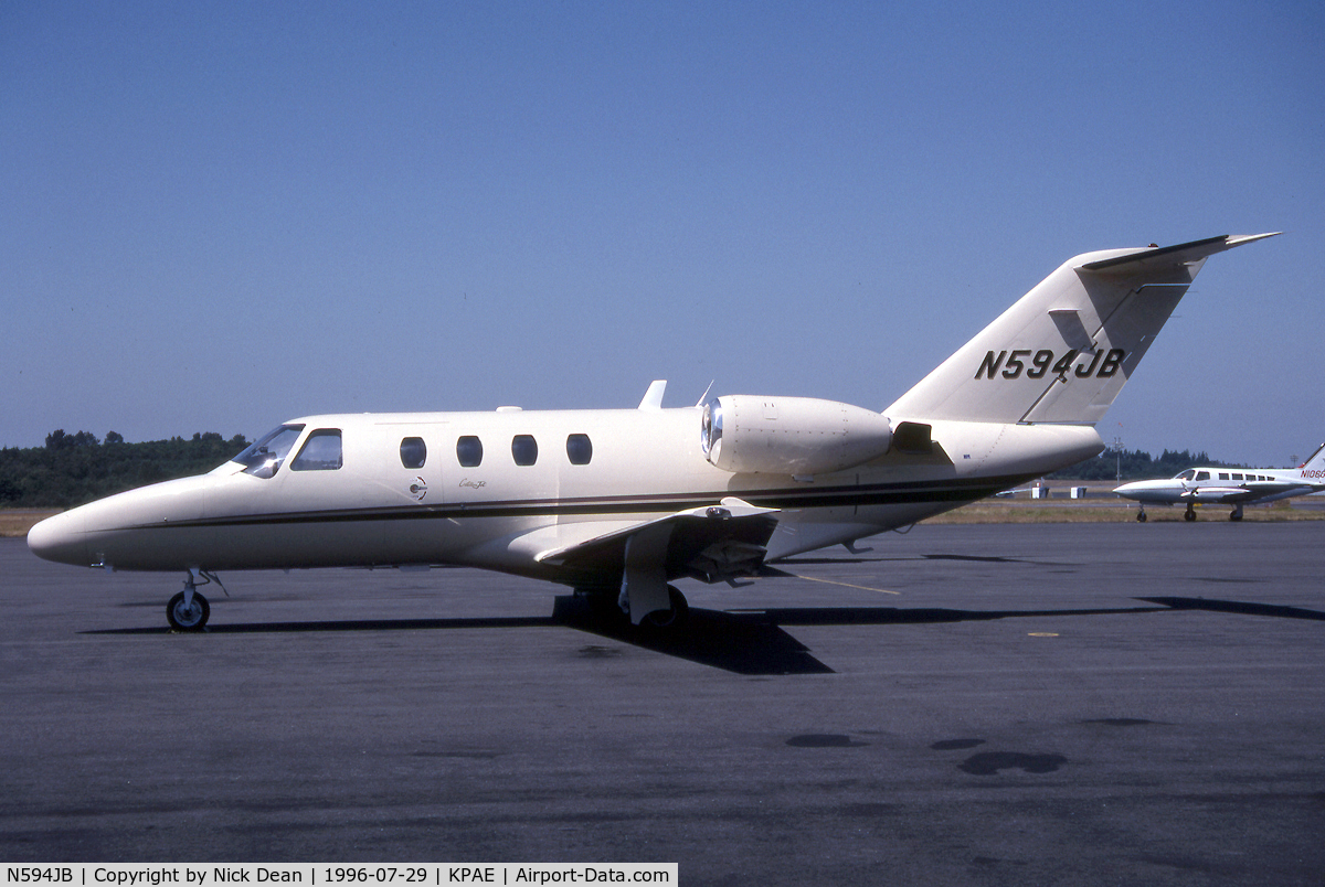 N594JB, 1994 Cessna 525 CitationJet CJ1 C/N 525-0067, KPAE (Seen here as N594JB of JB Hunt transportation and now on a Jet Blue Bus the CJ is currently registered N525TF as posted for C/N accuracy)