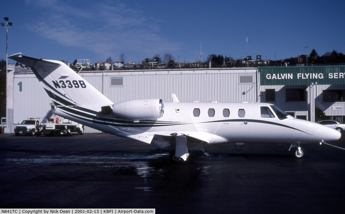 N841TC, 1999 Cessna 525 CitationJet CJ1 C/N 525-0339, KBFI (Seen here as N339B and currently registered N841TC as posted)