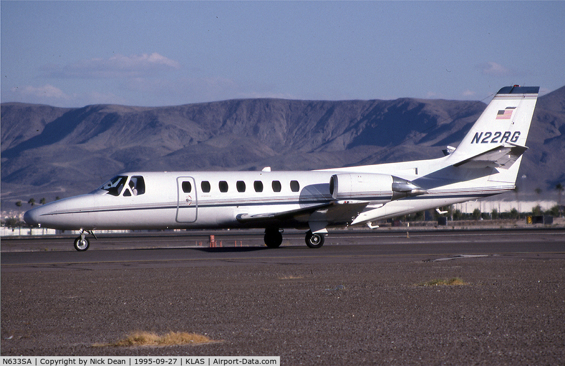 N633SA, 1993 Cessna 560 C/N 560-0235, KLAS (Seen here as N22RG this aircraft is currently registered N633SA as posted)