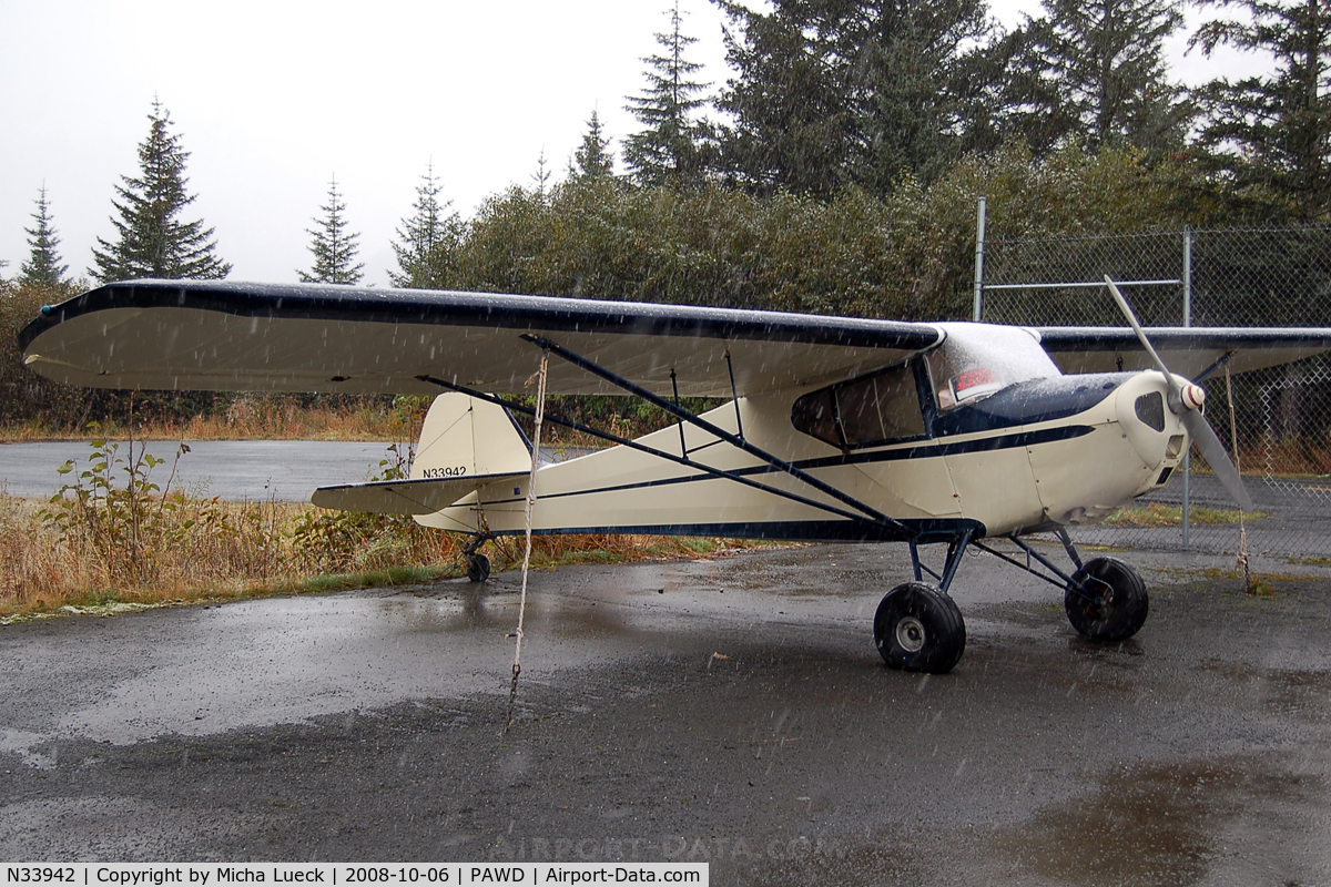 N33942, 1941 Taylorcraft BC12-D C/N 2792, Snow in Seward, Alaska