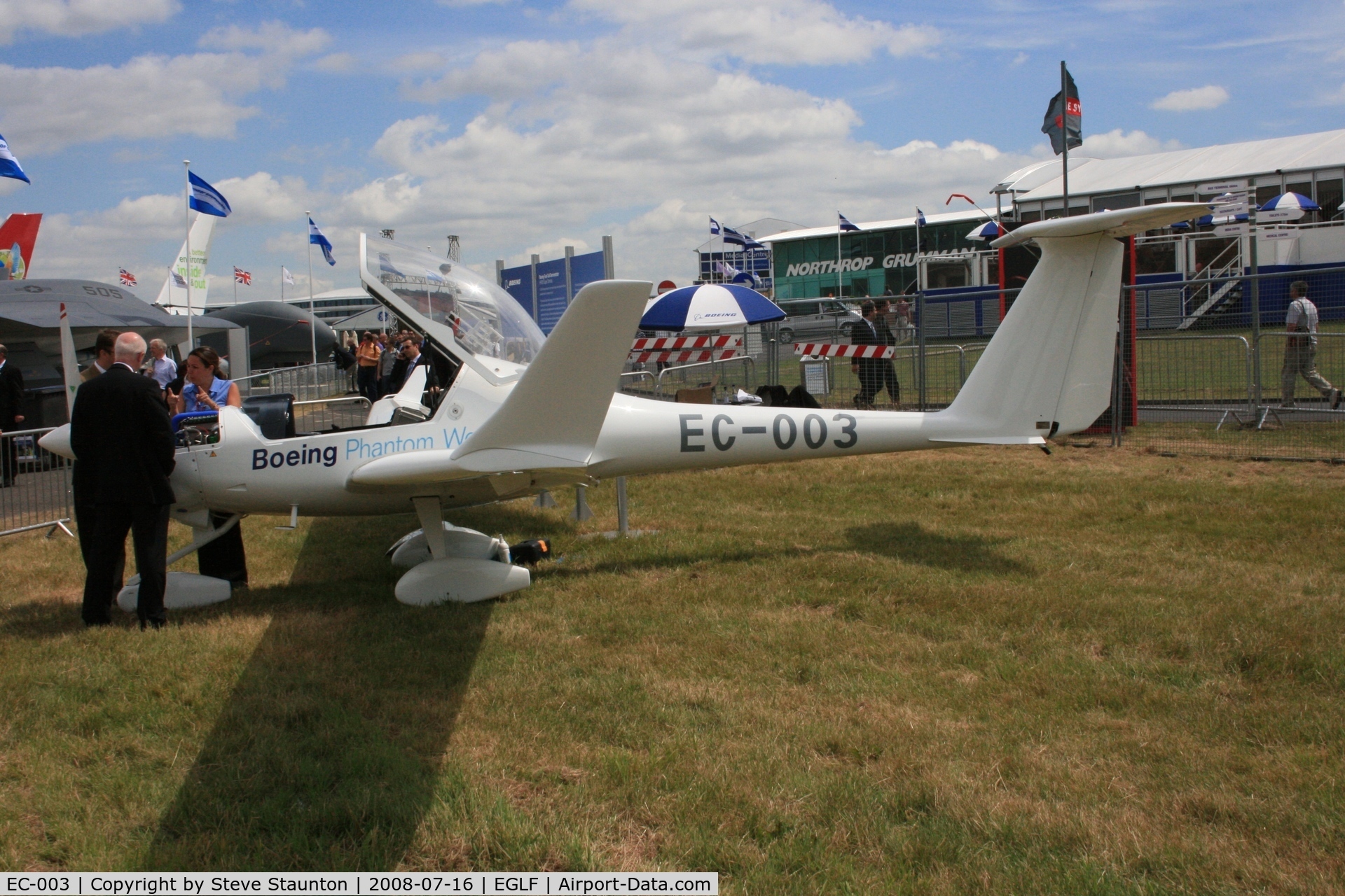 EC-003, Diamond HK-36 Super Dimona C/N 36735, Taken at Farnborough Airshow on the Wednesday trade day, 16th July 2008