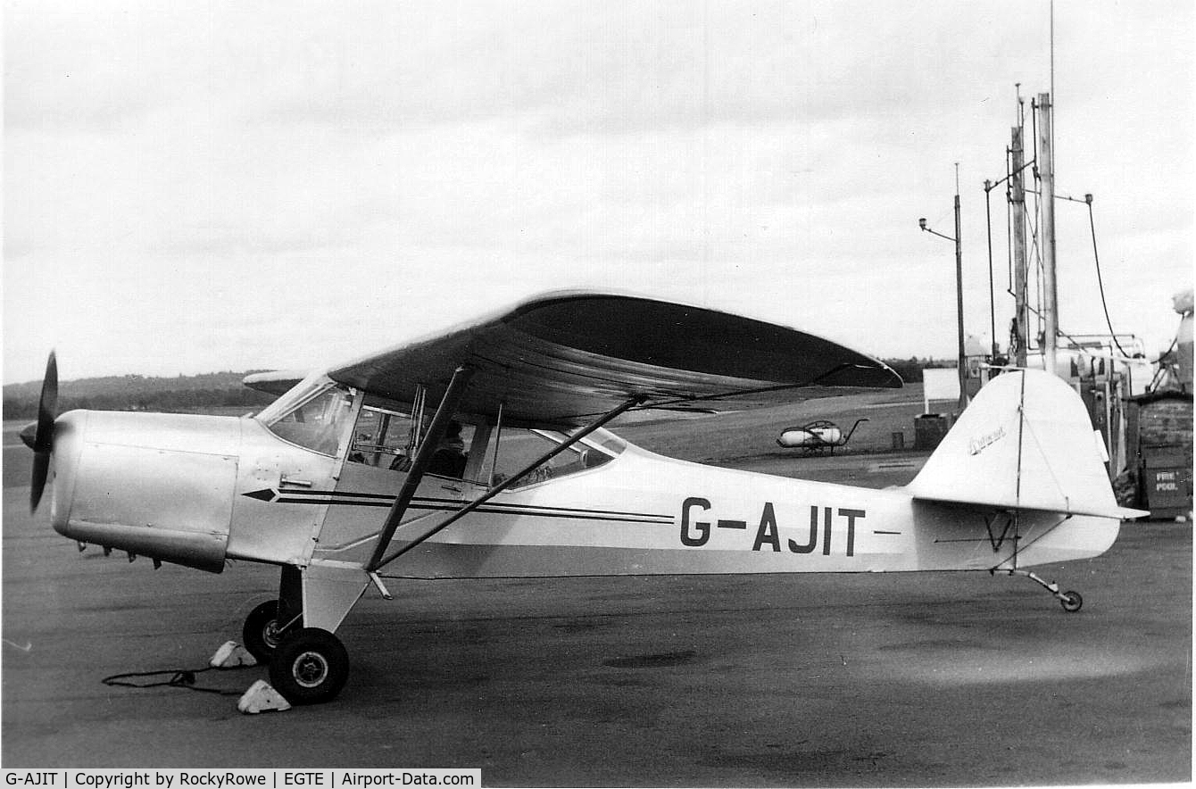 G-AJIT, 1946 Auster J-1 Kingsland C/N 2337, Auster J/1N . Parked on tarmac in front of Aero Club hanager, circa 1964