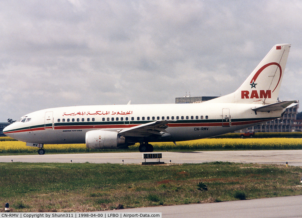 CN-RMV, 1991 Boeing 737-5B6 C/N 25317, Rolling holding point rwy 33R for departure... With old c/s