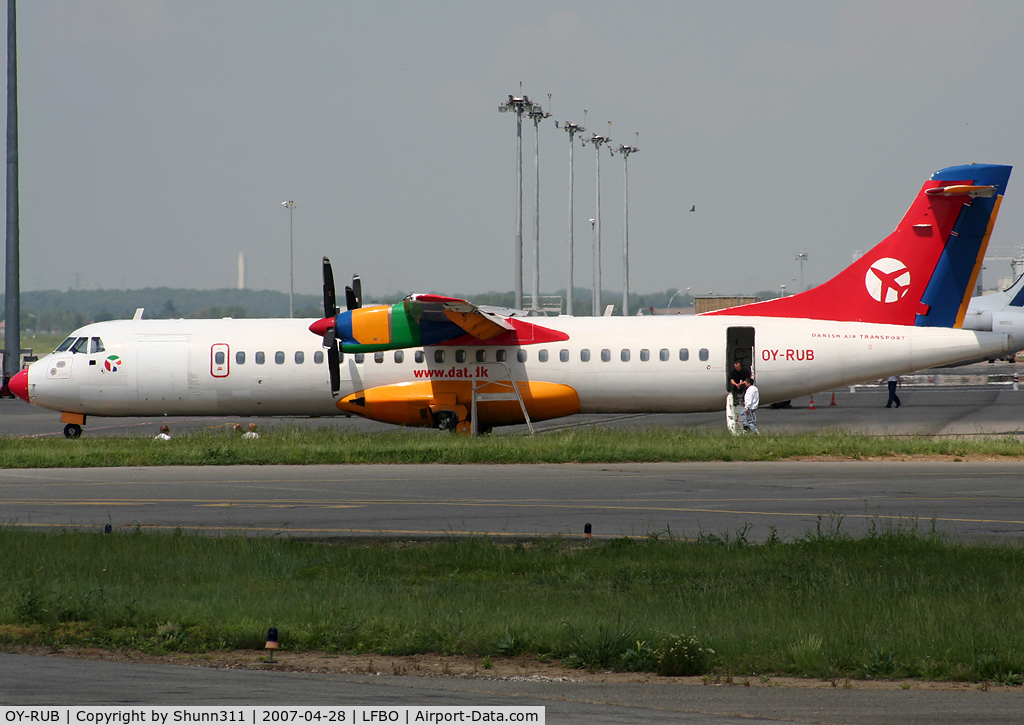OY-RUB, 1992 ATR 72-202 C/N 301, Parked at the General Aviation after maintenance...