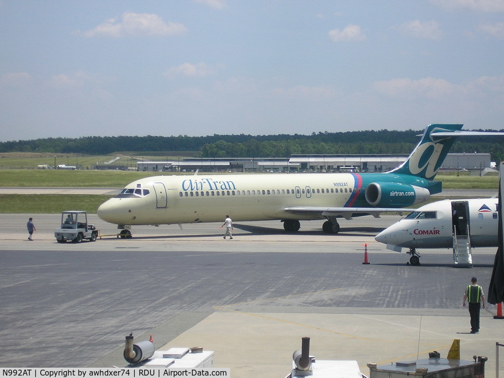 N992AT, 2002 Boeing 717-200 C/N 55136, AirTran 717 pushback on to taxiway Alpha
