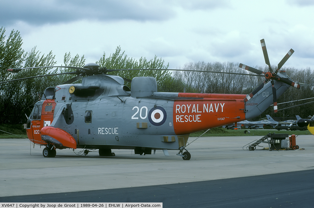 XV647, Westland Sea King HAR.5 C/N WA635, A rare sight on the continent are the Royal Navy Sea Kings. This one was present during the 1989 SAR Meet.