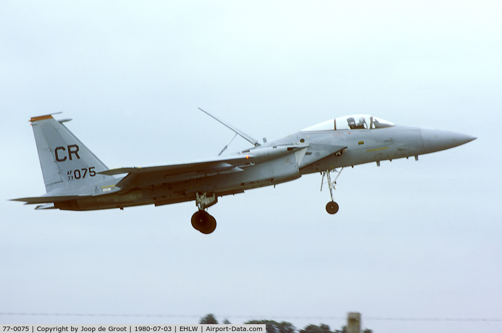 77-0075, 1978 McDonnell Douglas F-15A Eagle C/N 0351/A287, this aircraft was w/o in 1987.