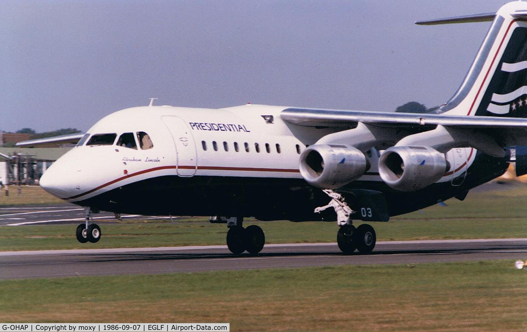 G-OHAP, 1986 British Aerospace BAe.146-200 C/N E2061, BAE146-200 for short lived Presidential Airlines