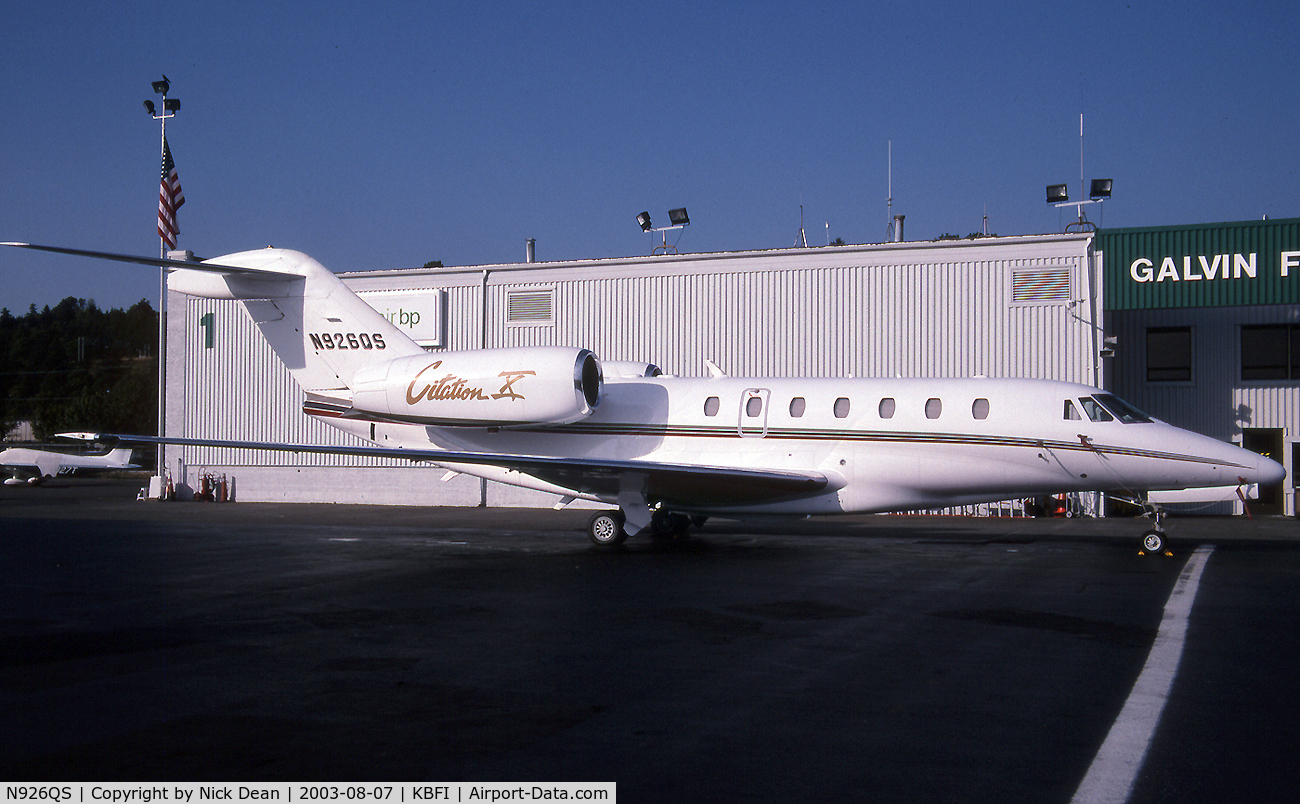 N926QS, 1997 Cessna 750 citation X Citation X C/N 750-0026, KBFI
