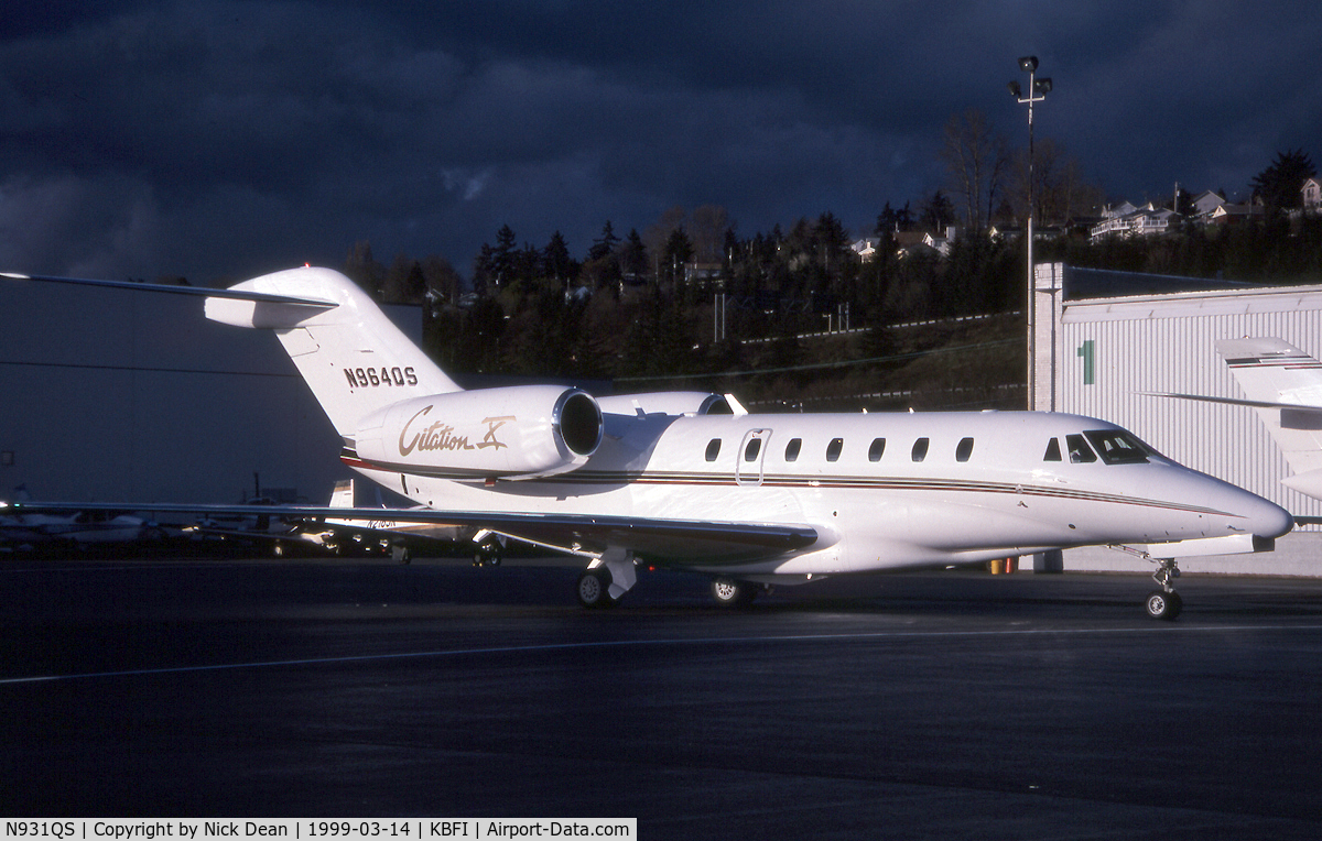 N931QS, 1998 Cessna 750 Citation X C/N 750-0064, KBFI (Seen here as N964QS prior to being re-registered N931QS as posted, N964QS is currently being carried by 750-0164)