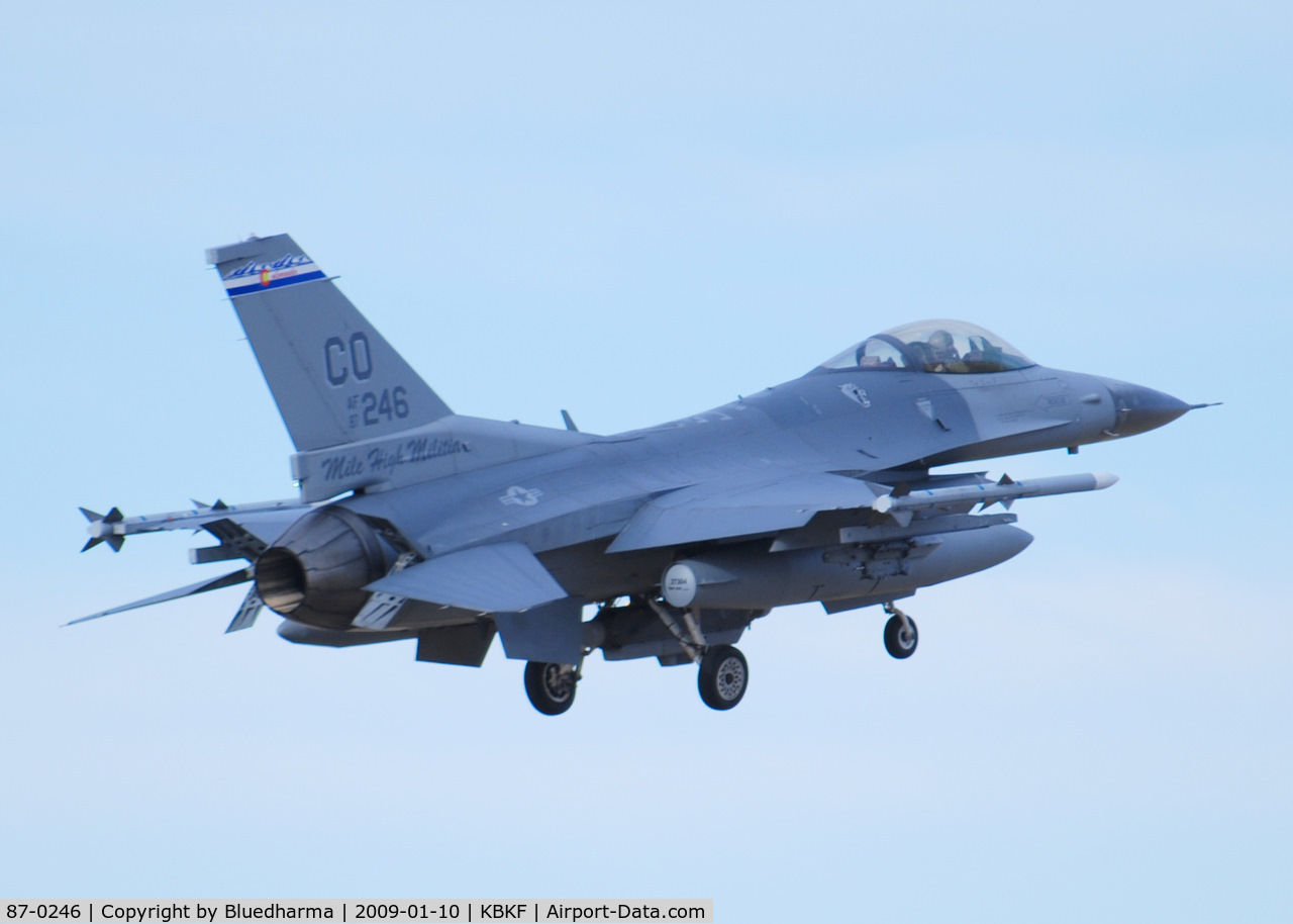 87-0246, General Dynamics F-16C Fighting Falcon C/N 5C-507, On final Lockheed Martin F-16C Falcon 120th Fighter Squadron at Buckley AFB, CO