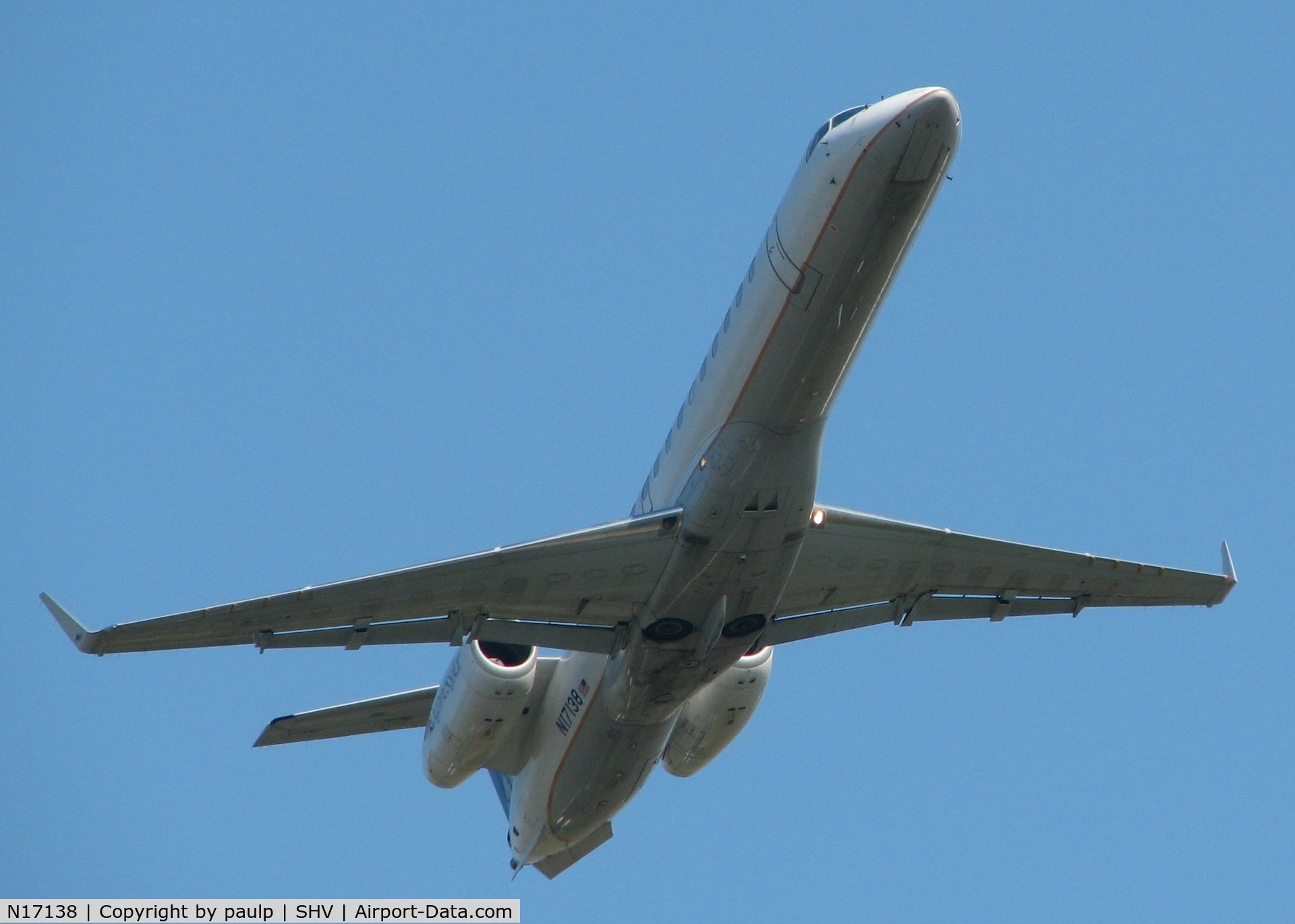 N17138, 2003 Embraer ERJ-145XR (EMB-145XR) C/N 145727, Taking off from Shreveport Regional.
