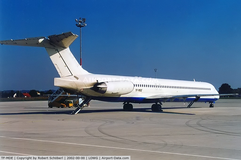 TF-MDE, 1988 McDonnell Douglas MD-83 (DC-9-83) C/N 49823, Flight to GRZ/LOWG