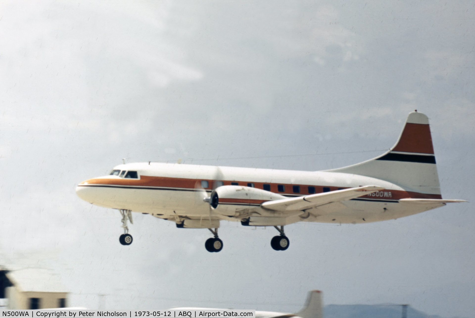 N500WA, 1950 Convair 240 C/N 166, Operated by Westernair in 1973 when seen at Albuquerque.
