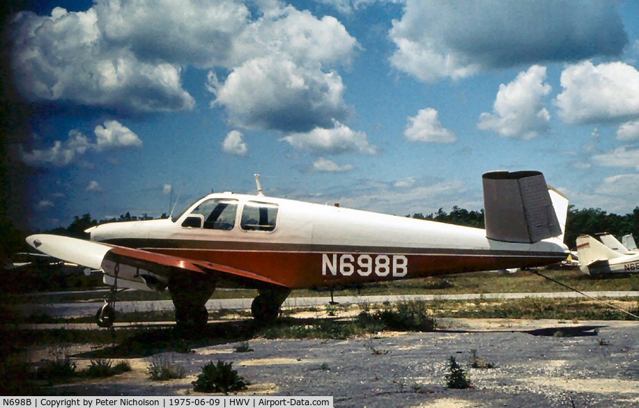 N698B, 1948 Beech A35 Bonanza C/N D-1701, This Bonanza was seen at Brookhaven, New York in the summer of 1975.