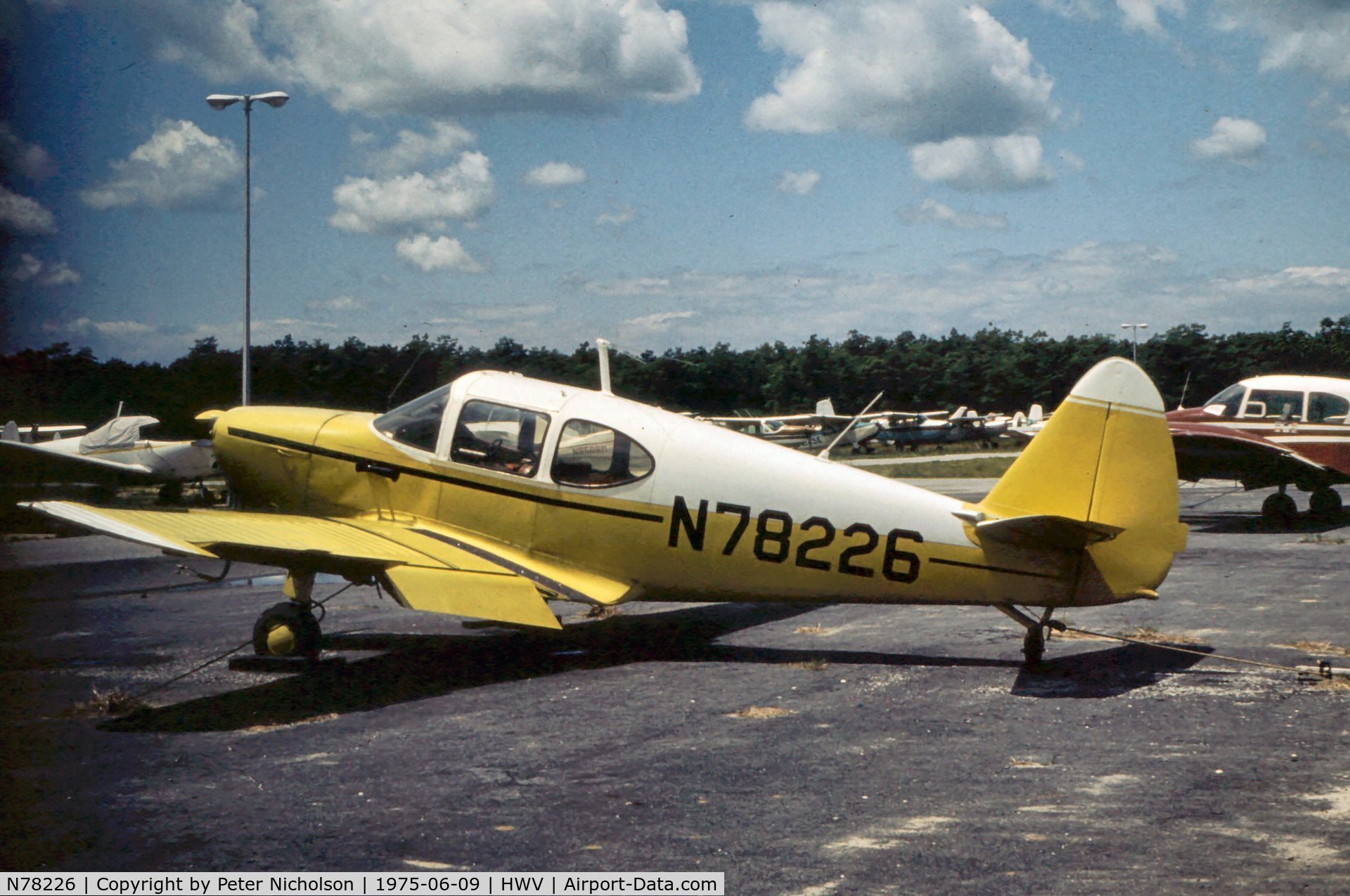 N78226, 1946 Universal Globe GC-1B Swift C/N 2226, This Globe Swift was parked at Brookhaven in the summer of 1975.