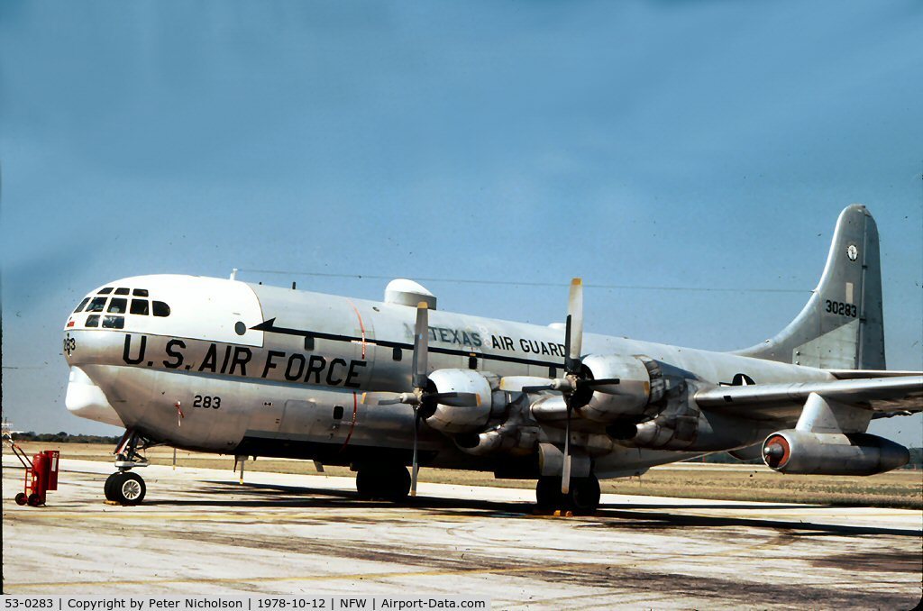 53-0283, 1953 Boeing KC-97G Stratocruiser C/N 17065, Texas ANG KC-97G at Carswell AFB in 1978.