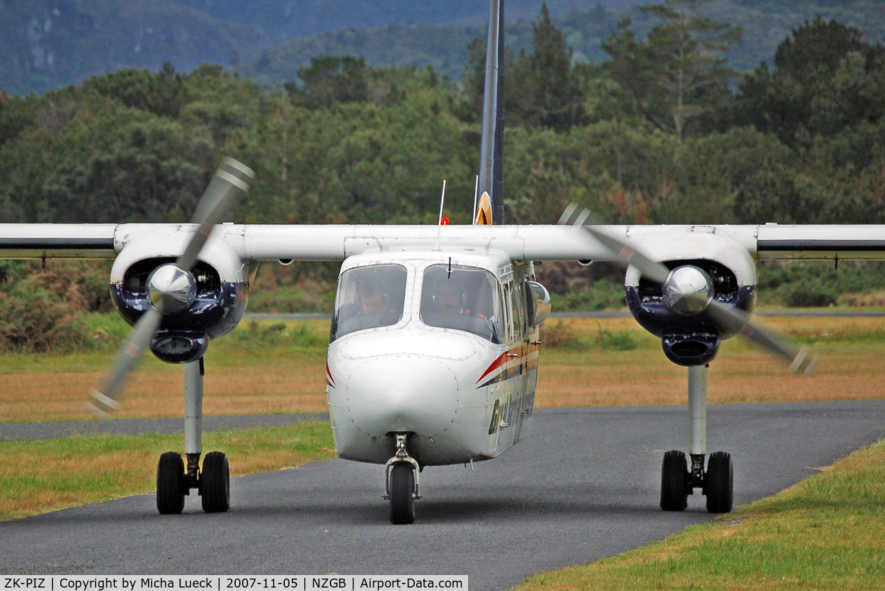 ZK-PIZ, 1977 Britten-Norman BN-2A-26 Islander C/N 2012, At Great Barrier Island