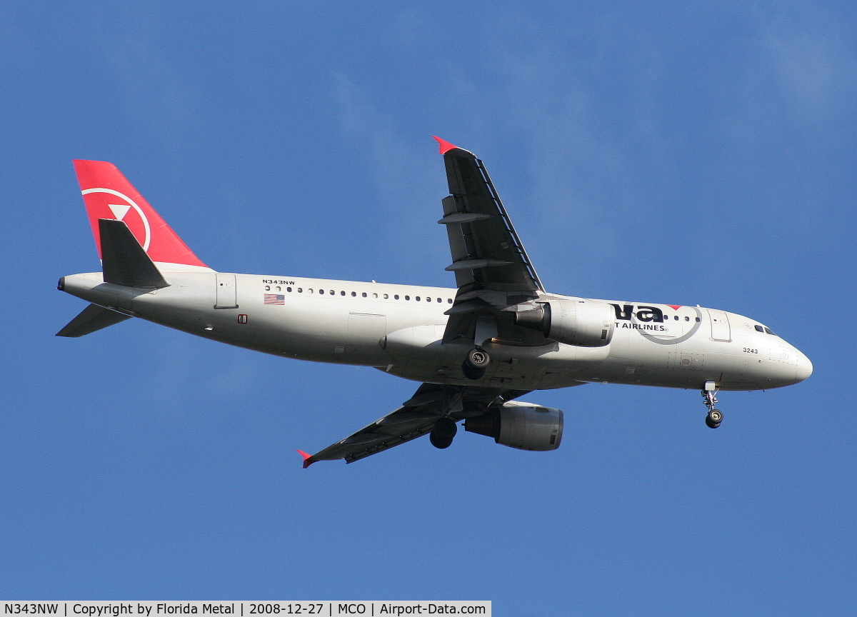 N343NW, 1993 Airbus A320-212 C/N 387, Northwest A320