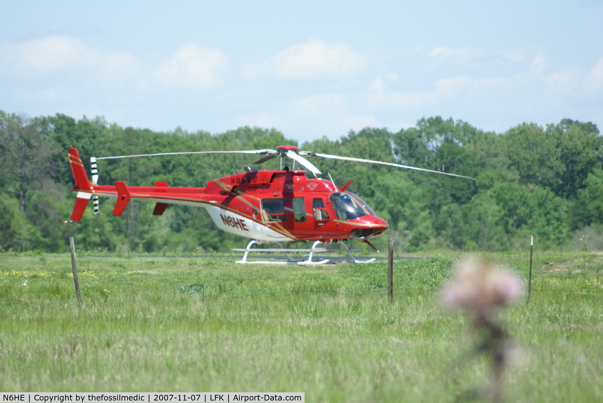 N6HE, 1997 Bell 407 C/N 53235, Sitting at Lufkin Texas
