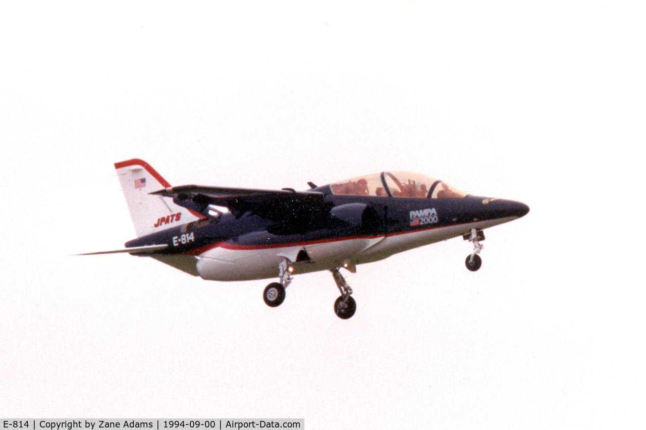 E-814, FMA IA-63 Pampa II C/N 2019, Vought Aircraft entry into the U.S. Joint Primary Aircraft Training System competition. Landing at the former Dallas Naval Air Station / Vought Dallas plant.