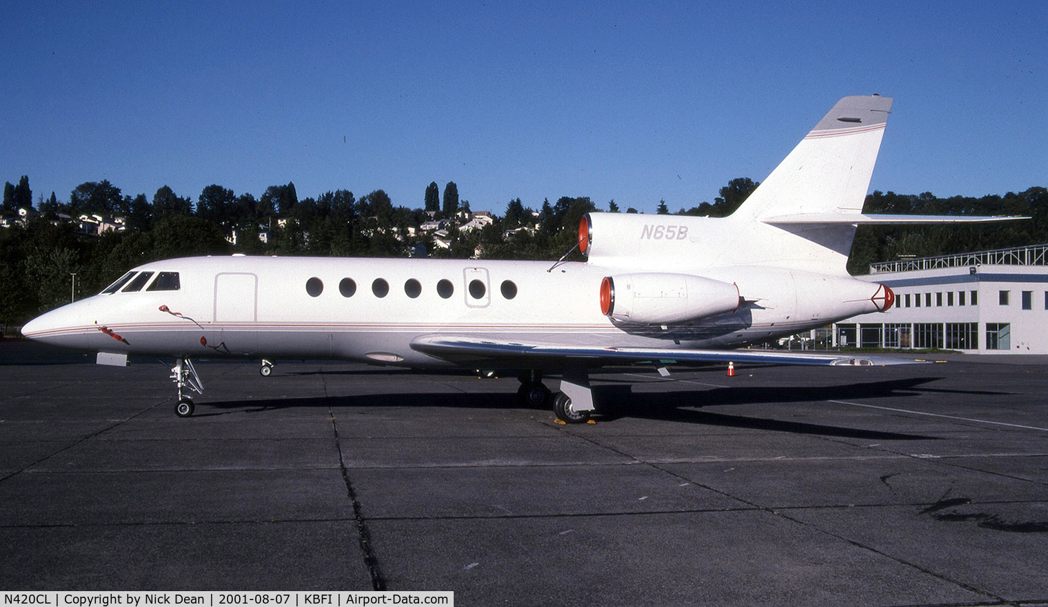 N420CL, 1979 Dassault-Breguet Falcon 50 C/N 10, KBFI (Seen here as N65B and currently registered N420CL as posted)