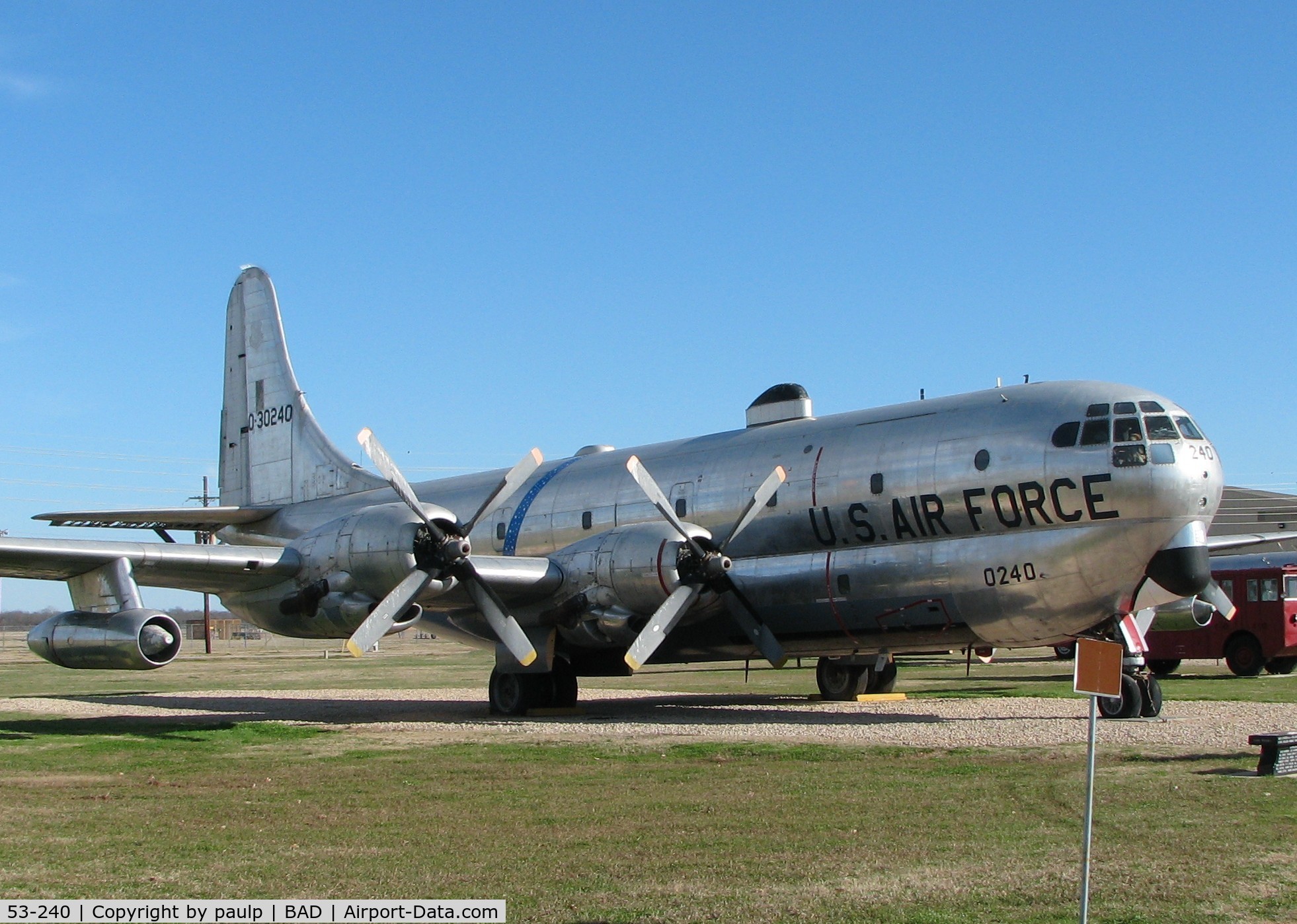 53-240, 1953 Boeing KC-97L Stratofreighter C/N 17022, On display at the Eighth Air Force Museum at Barksdale Air Force Base, Louisiana.