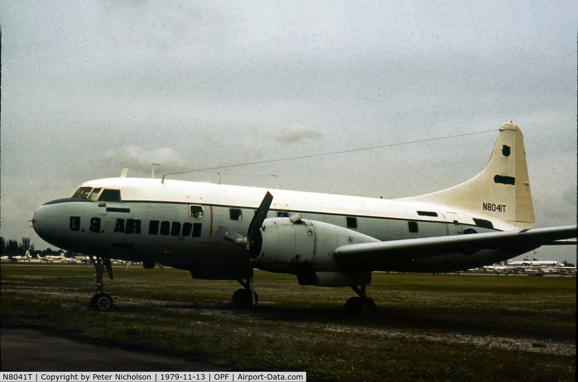 N8041T, 1953 General Dynamics Corp. 240 C/N 52-39, This ex USAF VT-29D 52-9979 was parked at Opa-Locka in 1979.
