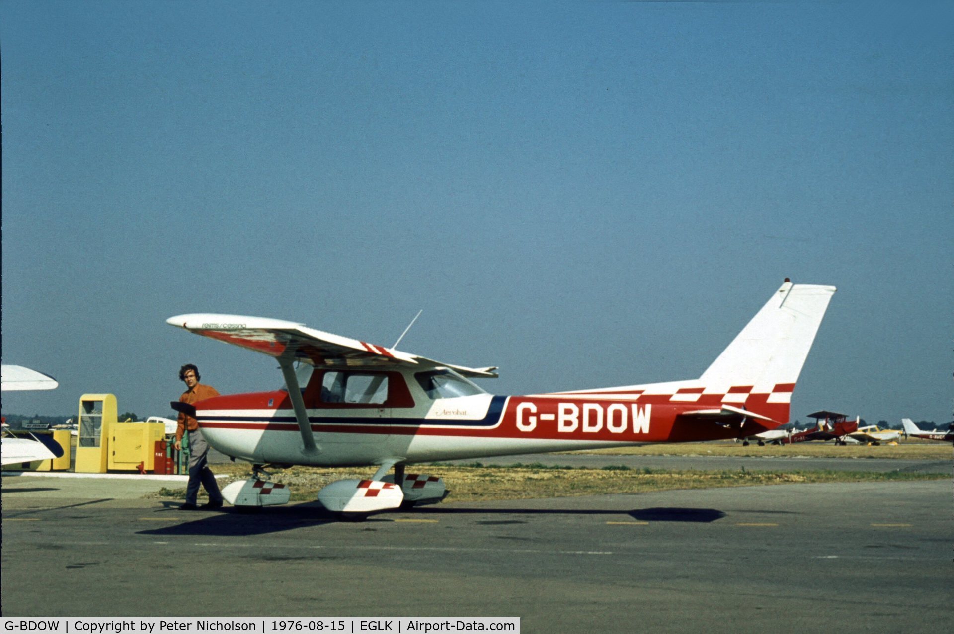 G-BDOW, 1976 Reims FRA150M Aerobat C/N 0296, A visitor to the 1976 Blackbushe Fly-in.