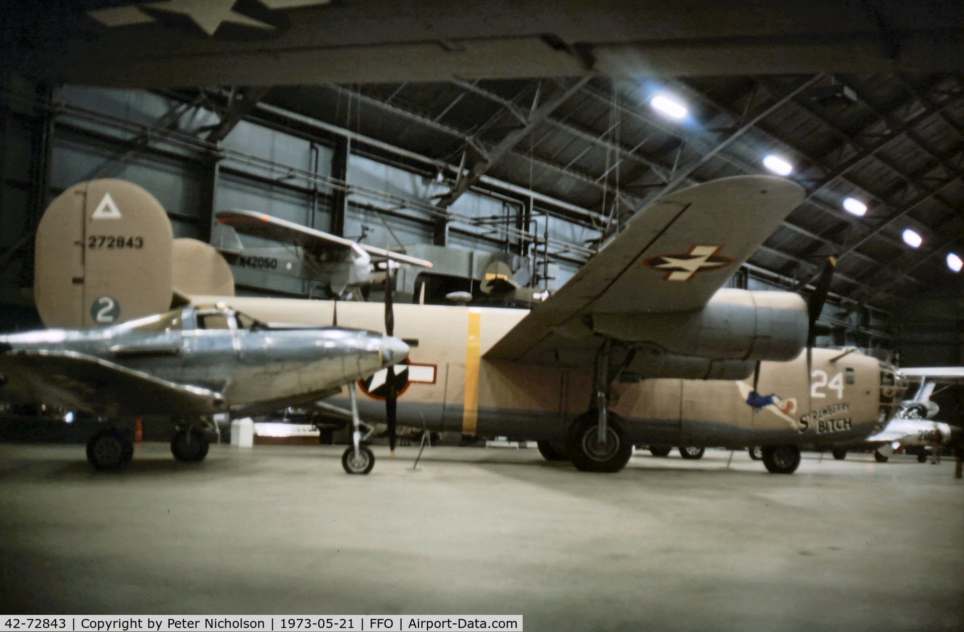 42-72843, 1942 Consolidated B-24D-160-CO Liberator C/N 2413, As she was displayed in the summer of 1973.