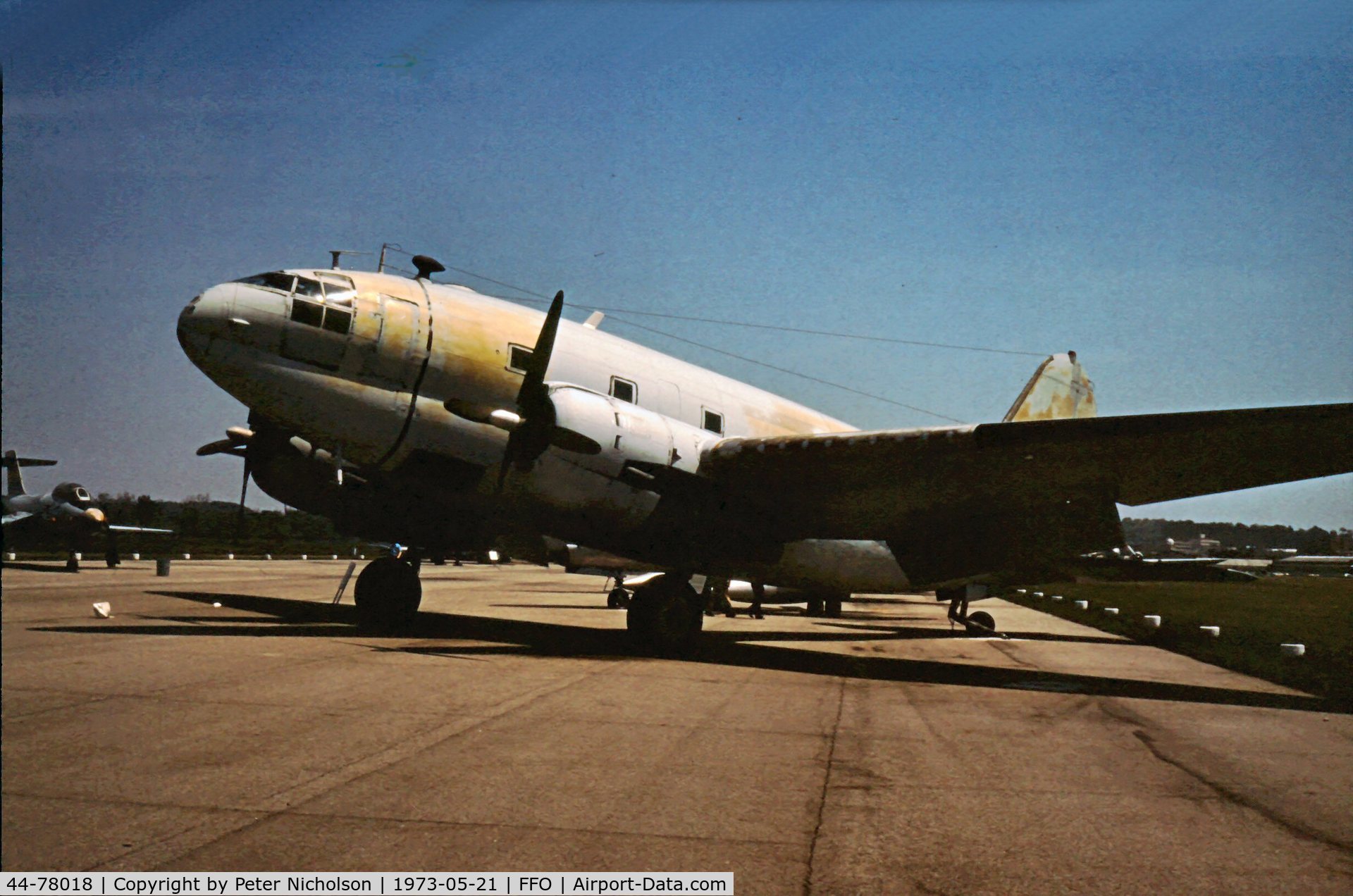 44-78018, 1944 Curtiss C-46D-15-CU Commando C/N 33414, As displayed in the summer of 1973.