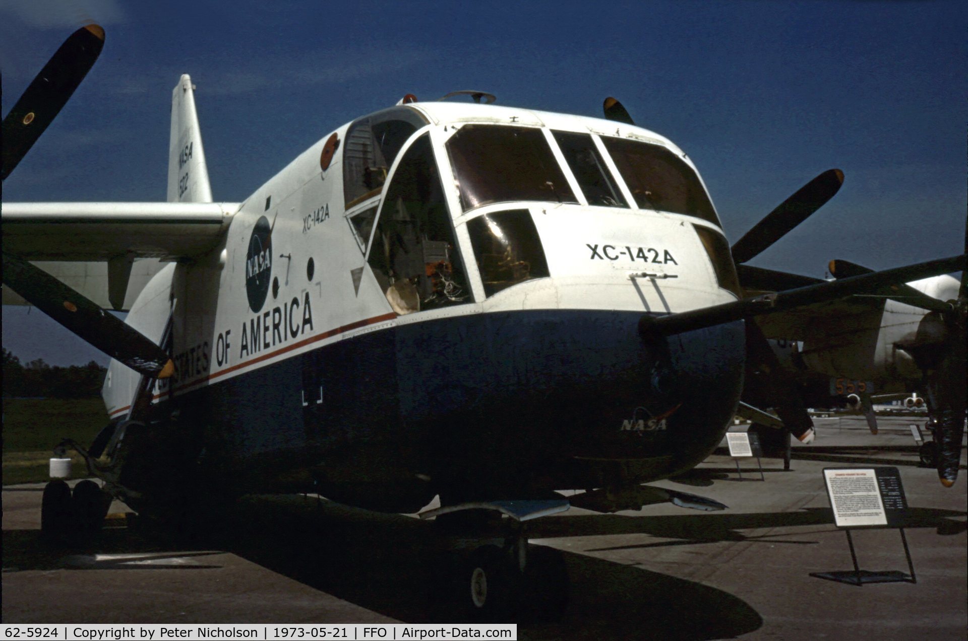 62-5924, 1964 LTV/Hiller/Ryan XC-142A C/N 4, As displayed in the summer of 1973.