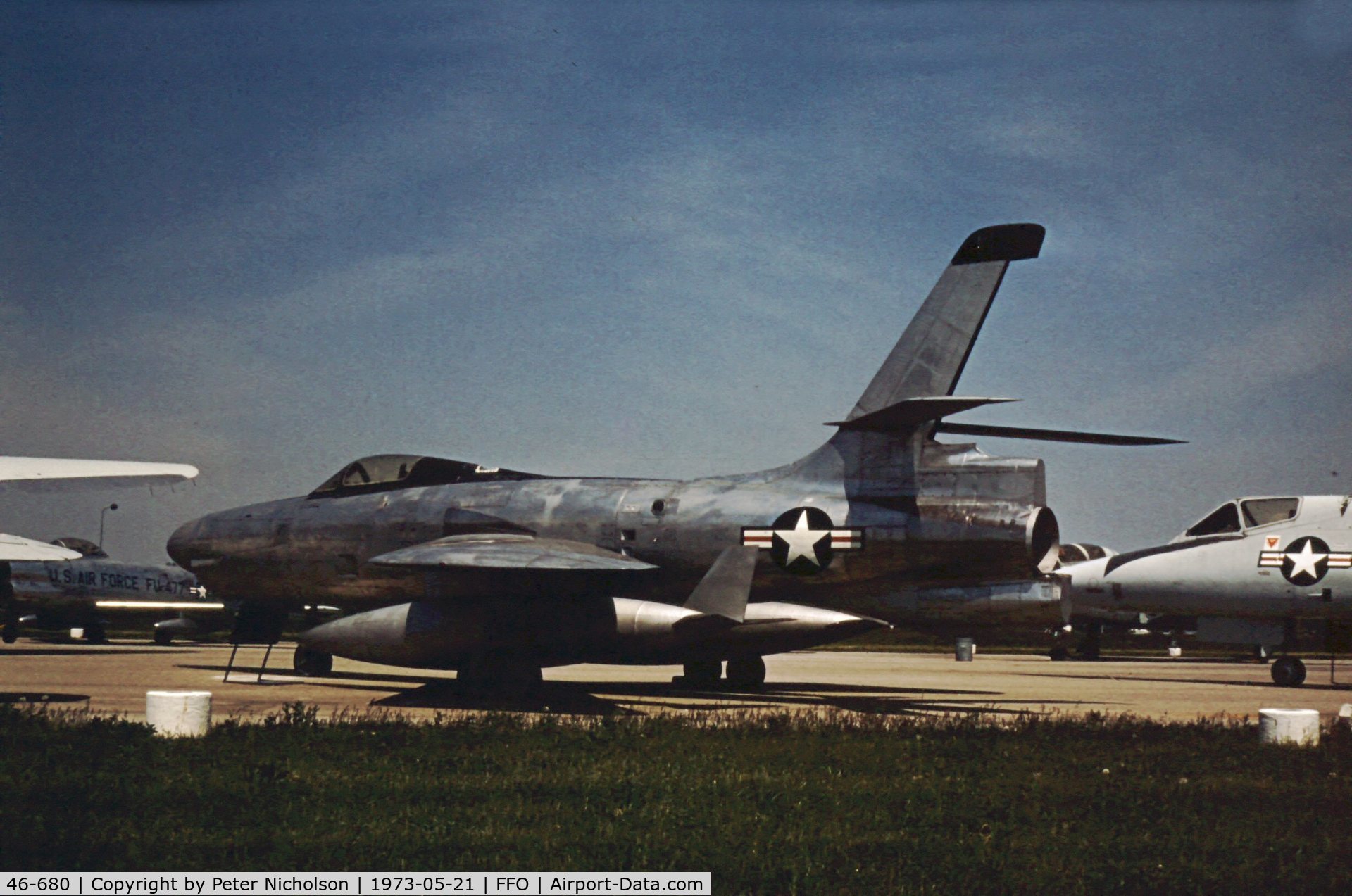 46-680, 1948 Republic XF-91 Thunderceptor C/N Not found 46-680, As displayed in the summer of 1973.