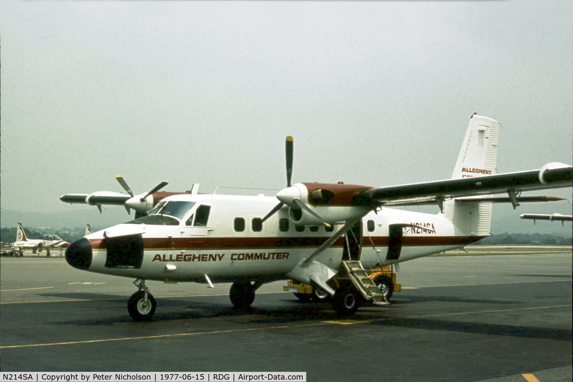 N214SA, 1975 De Havilland Canada DHC-6-300 Twin Otter C/N 468, Suburban Airlines operated this Twin Otter as an Allegheny Commuter service at the time of the 1977 Reading Airshow.