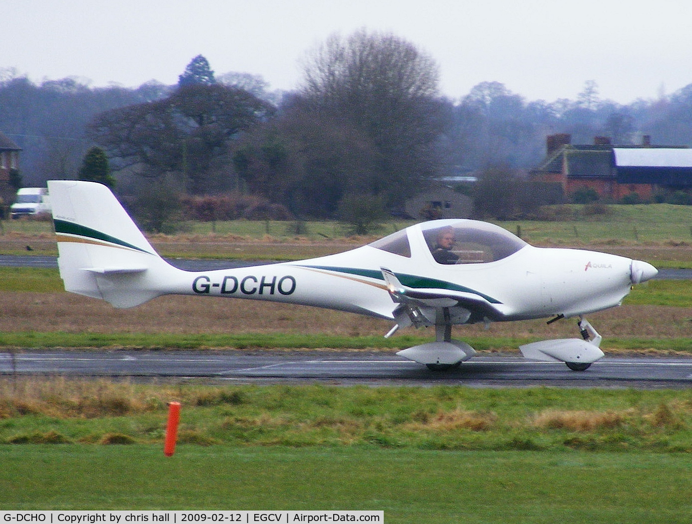 G-DCHO, 2007 Aquila A210 (AT01) C/N AT01-177, back tracking up the R/W after landing