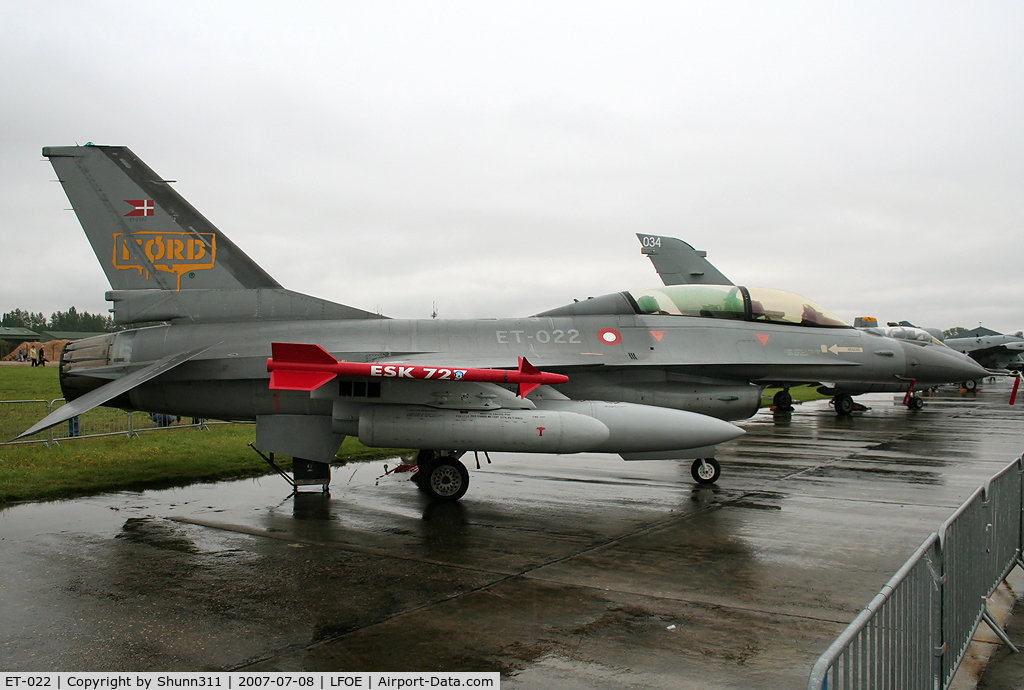 ET-022, 1987 General Dynamics F-16BM Fighting Falcon C/N 6G-16, Displayed during LFOE Airshow 2007