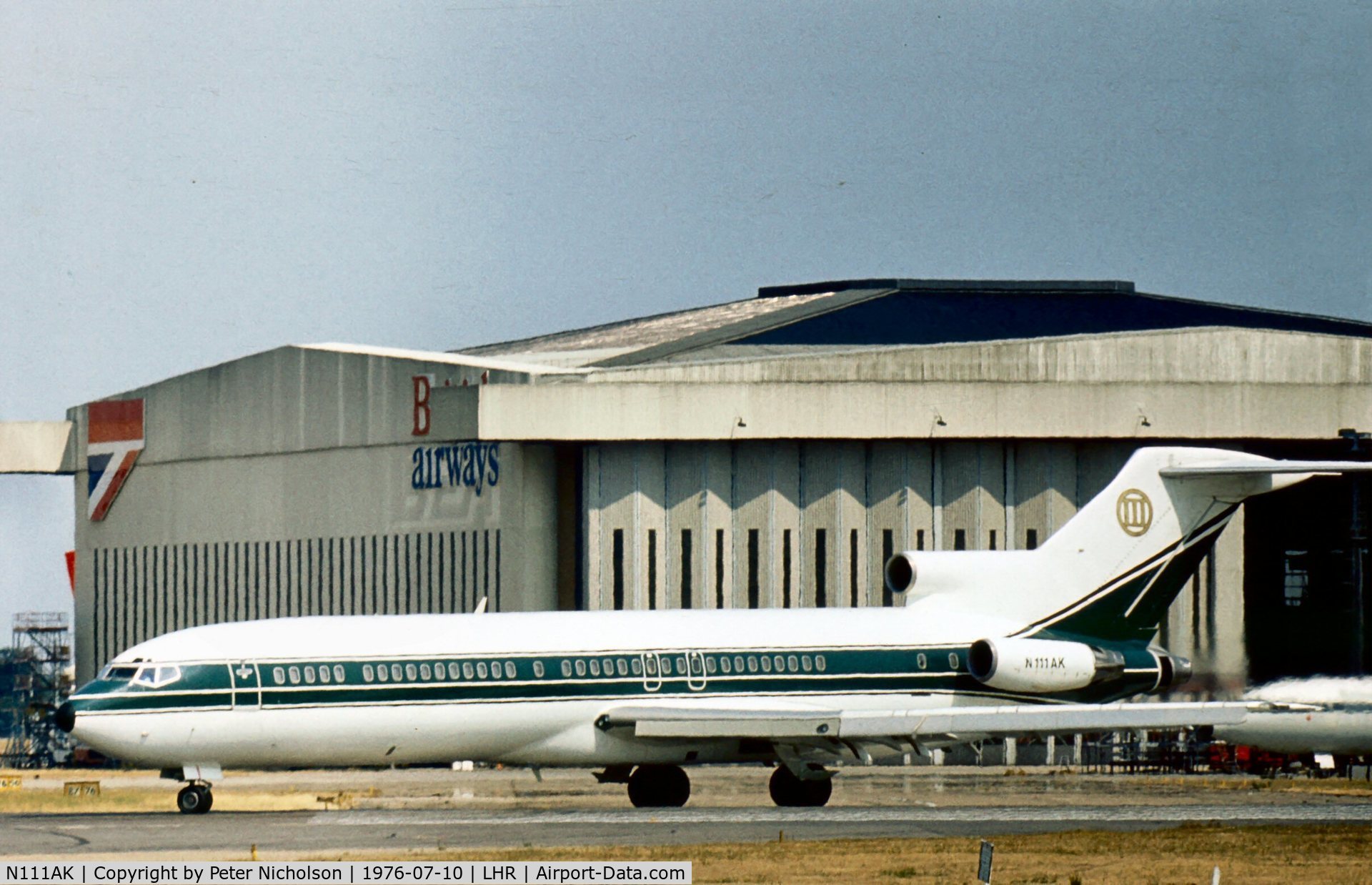 N111AK, 1974 Boeing 727-2L4 C/N 21010, Operated by Adnan Khashoggi-Triad/American Capital Aviation and flying out of London Heathrow in the summer of 1976.