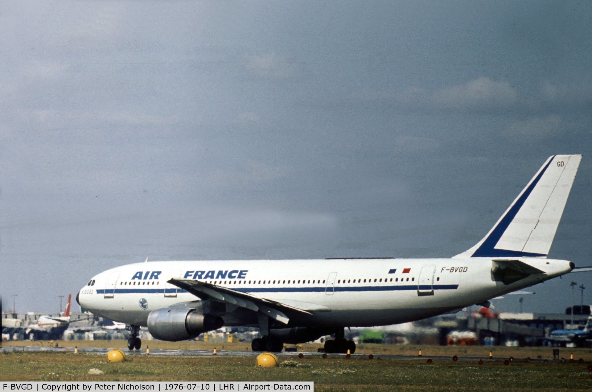 F-BVGD, 1975 Airbus A300B2-1C C/N 10, Operated by Air France and seen departing from London Heathrow.