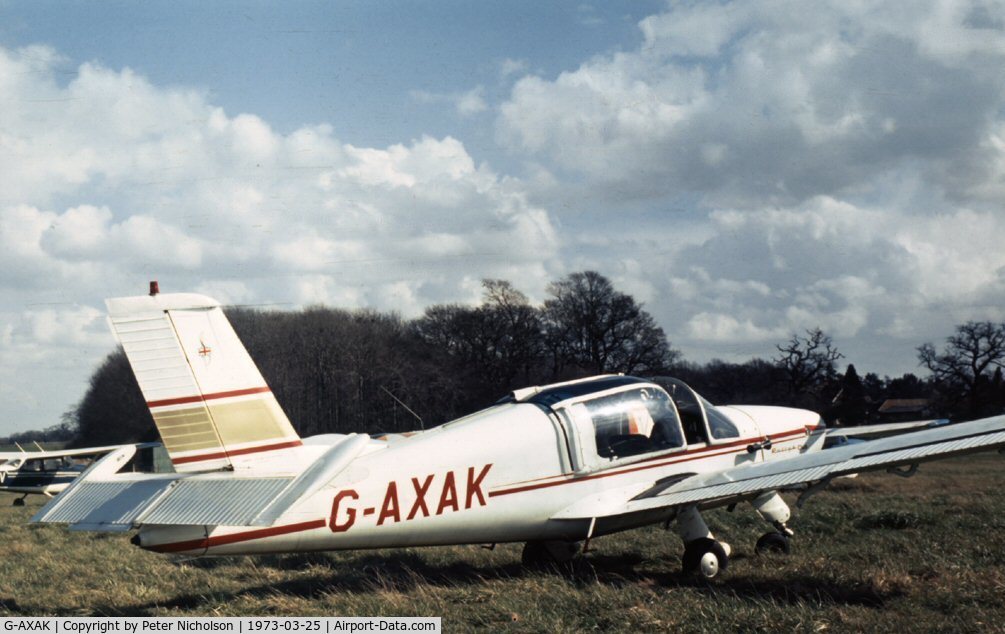 G-AXAK, 1969 Socata MS-880B Rallye Club C/N 1304, This Rallye Club attended the Shuttleworth Collection display at Old Warden in the Spring of 1973.