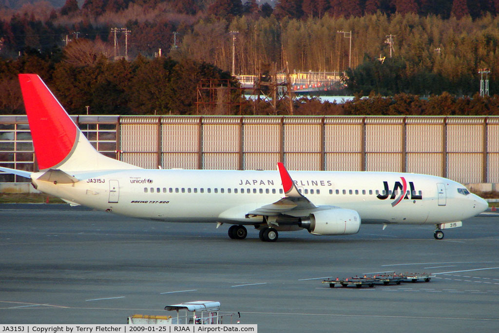 JA315J, 2008 Boeing 737-846 C/N 35344, JAL B737 at Narita