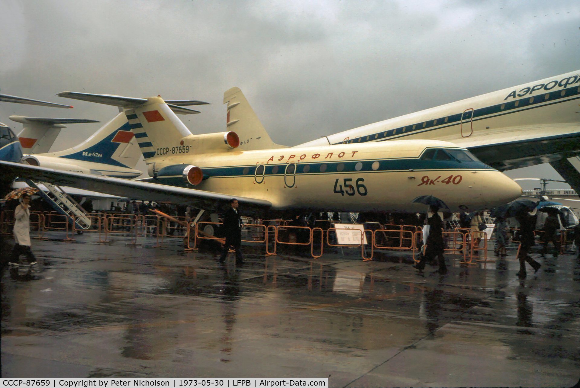 CCCP-87659, 1973 Yakovlev Yak-40 C/N 9240325, This Codling of Aeroflot was displayed at the 1973 Paris Airshow at Le Bourget.