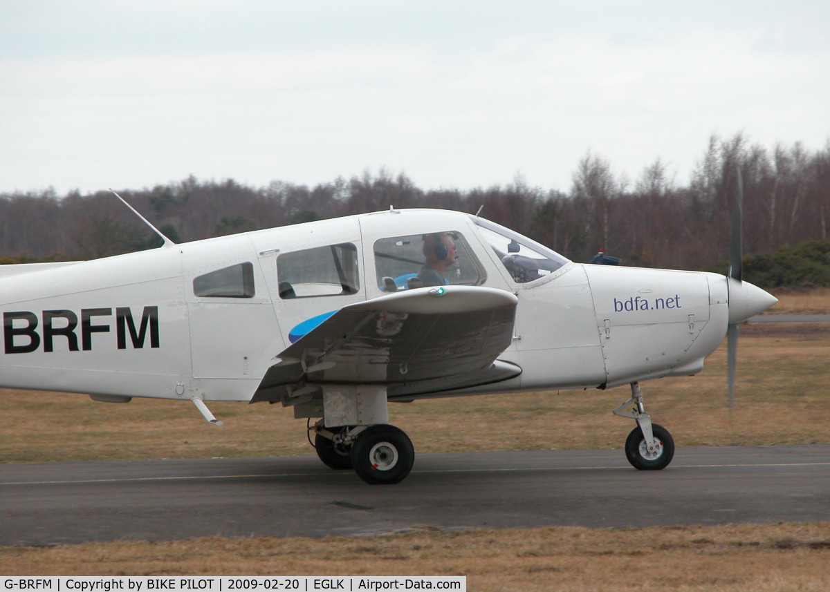 G-BRFM, 1979 Piper PA-28-161 C/N 287916279, BRITISH DISABLED FLYING ASSN. STUDENT TAXYING IN AFTER FIRST SOLO