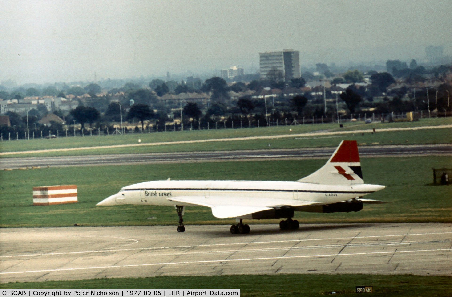 G-BOAB, 1976 Aerospatiale-BAC Concorde 1-102 C/N 100-008, As seen in British Airways service at London Heathrow in the Summer of 1977.